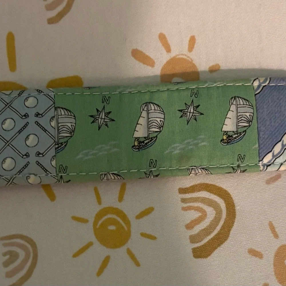 Vineyard Vines by Shep & Ian D-Ring Fabric Patchwork Belt Sz Small Golf Sailboat